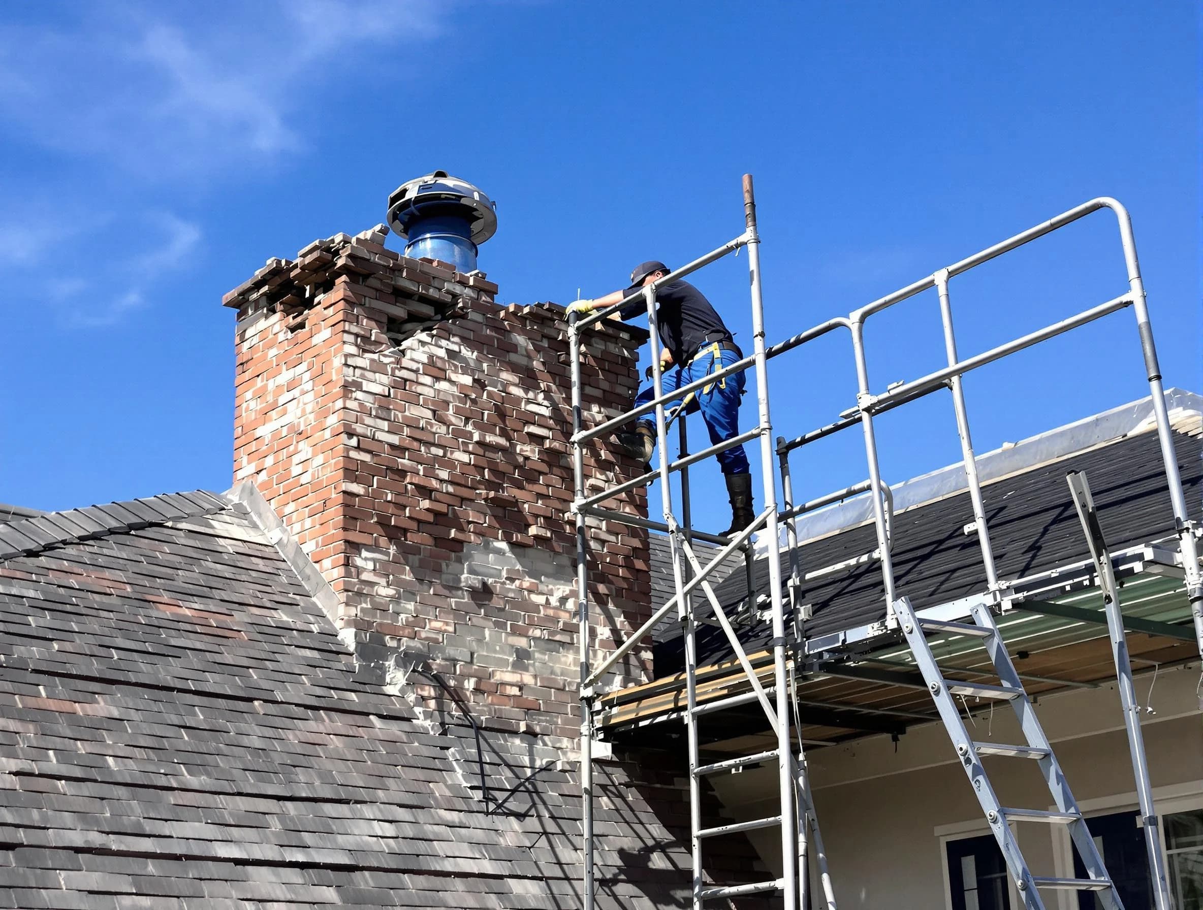 Rebuilding a chimney structure by New City Chimney Sweep in New City, NY