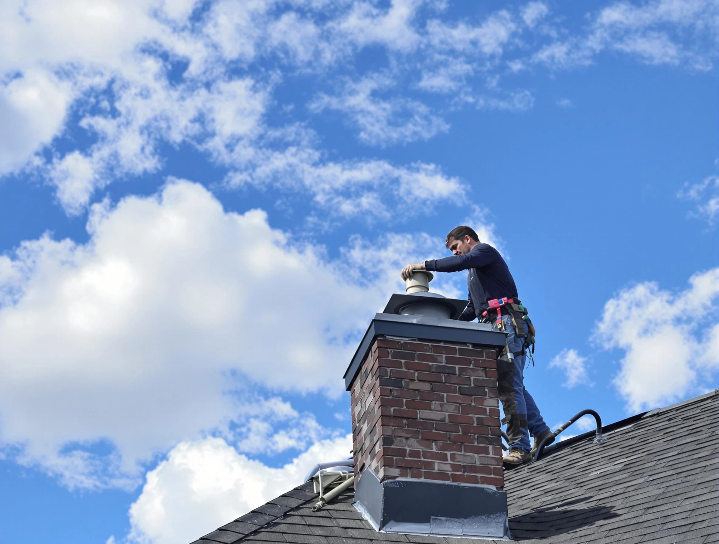New City Chimney Sweep installing a sturdy chimney cap in New City, NY