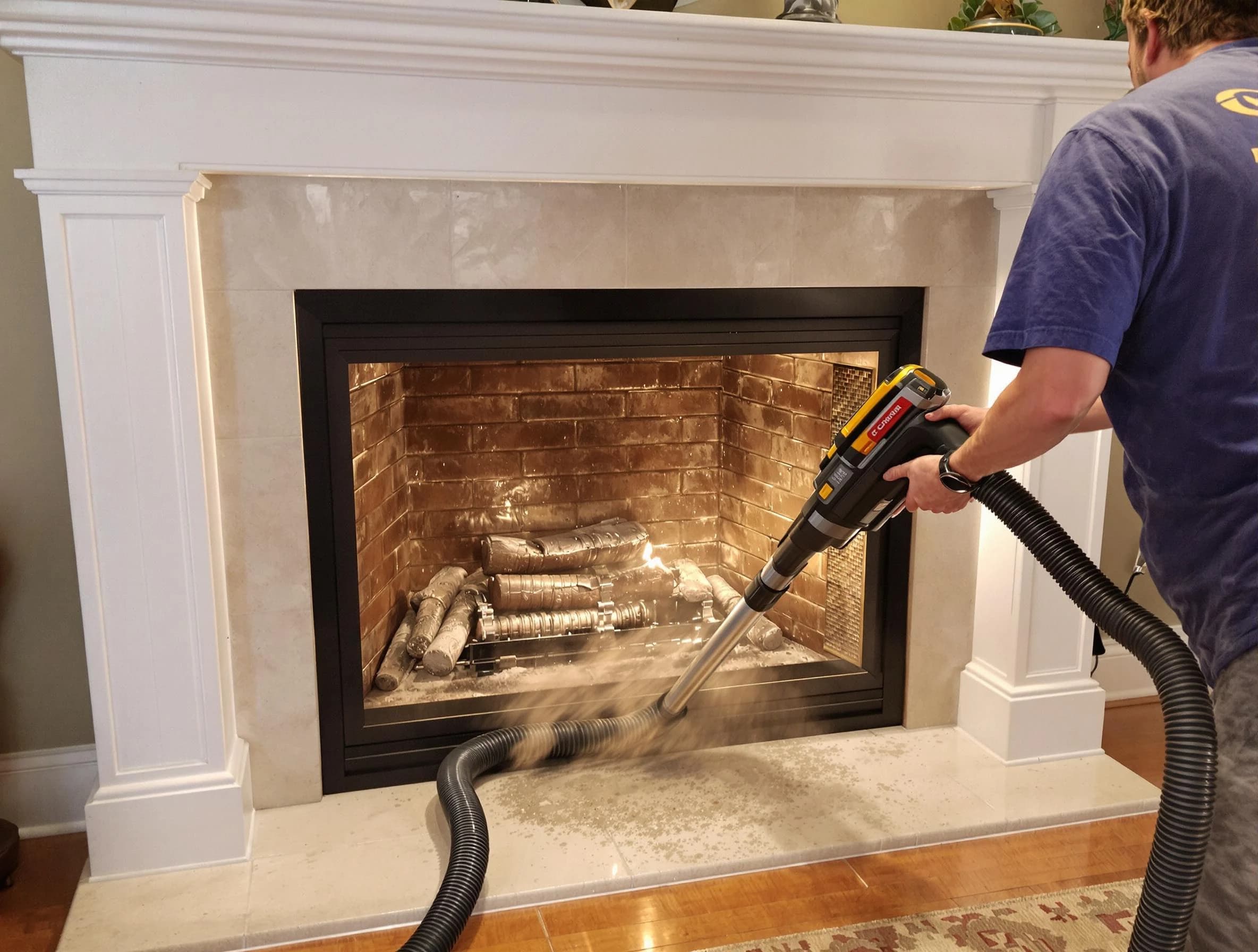 Fireplace cleaning performed by New City Chimney Sweep in New City, NY