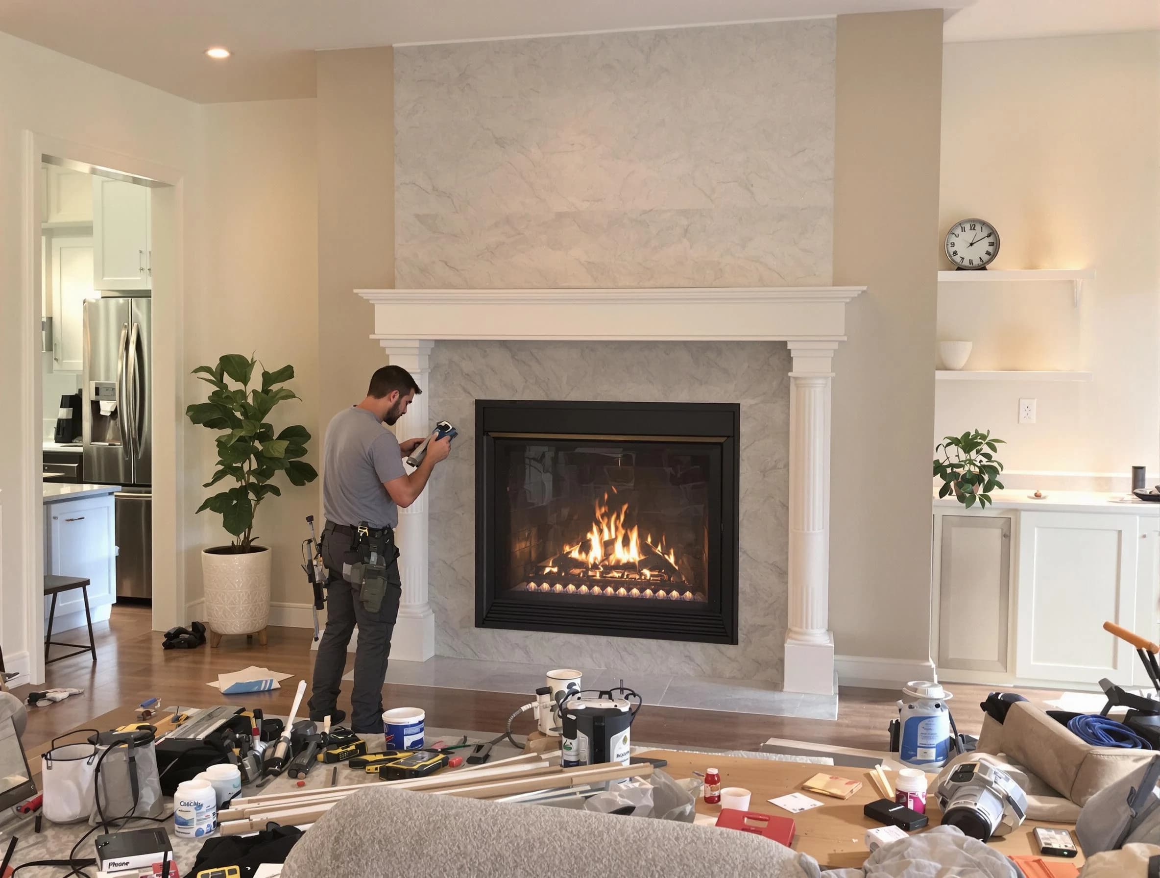 Newly installed fireplace by New City Chimney Sweep in New City, NY