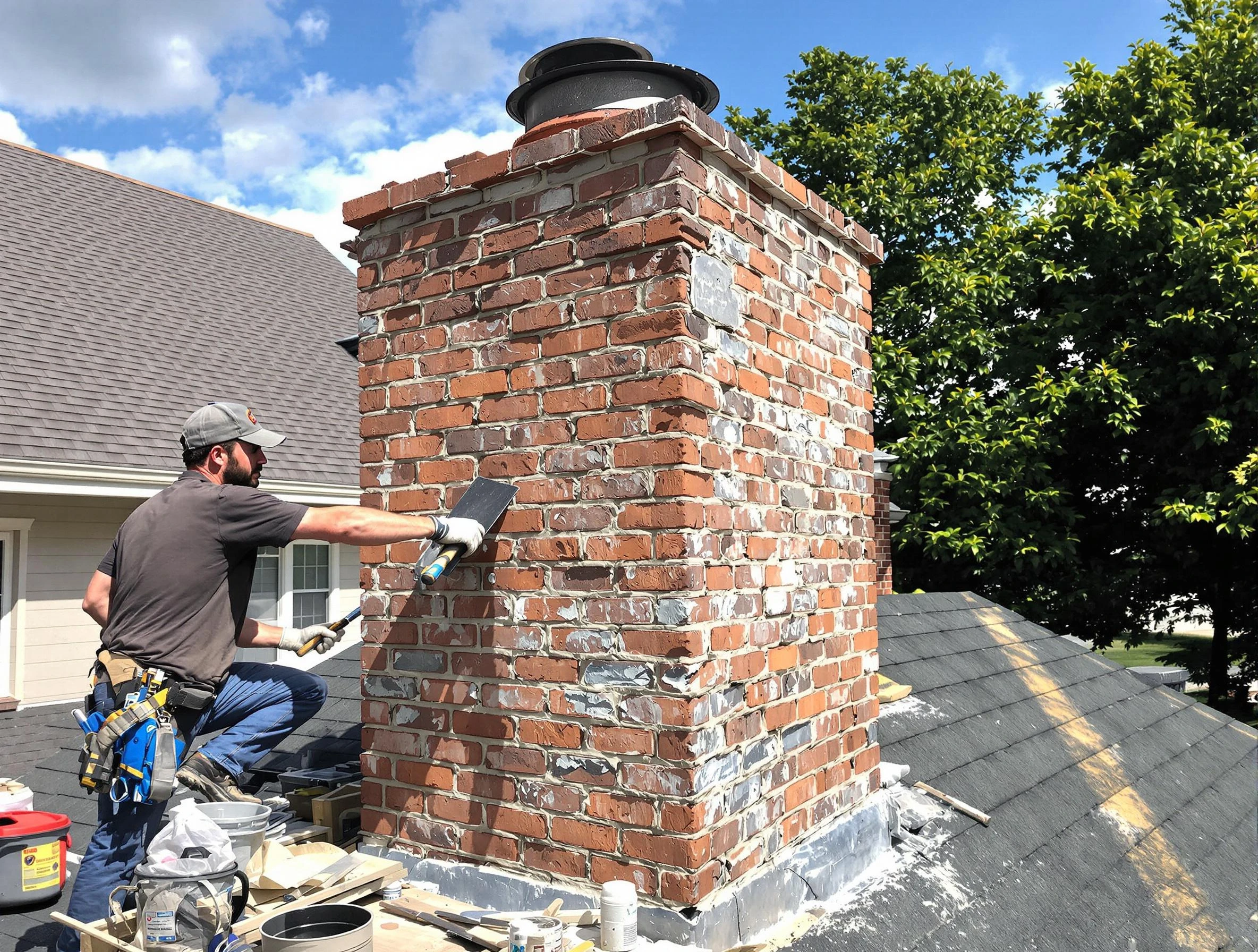 Completed chimney rebuild by New City Chimney Sweep in New City, NY