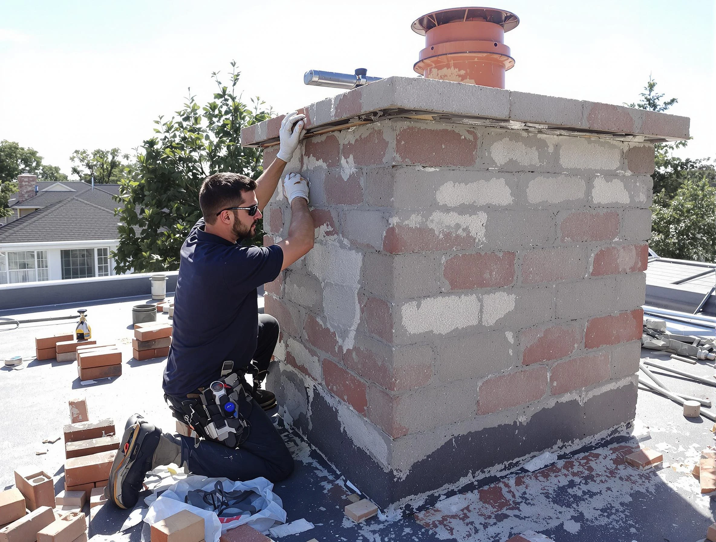 Advanced chimney repair process by New City Chimney Sweep in New City, NY