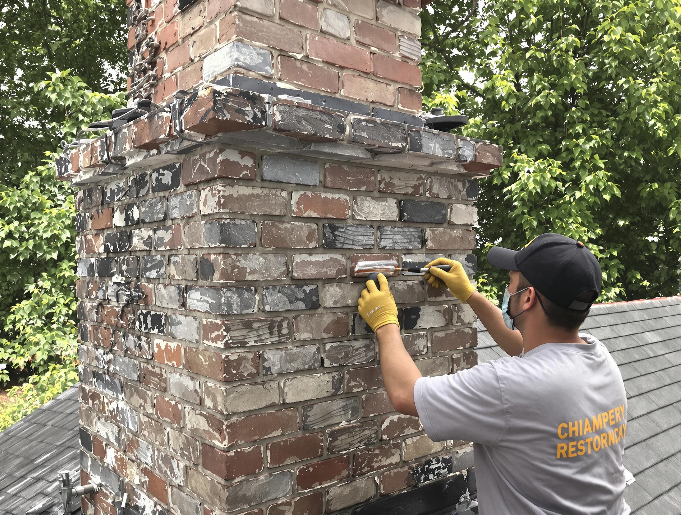 In-progress chimney restoration by New City Chimney Sweep in New City, NY