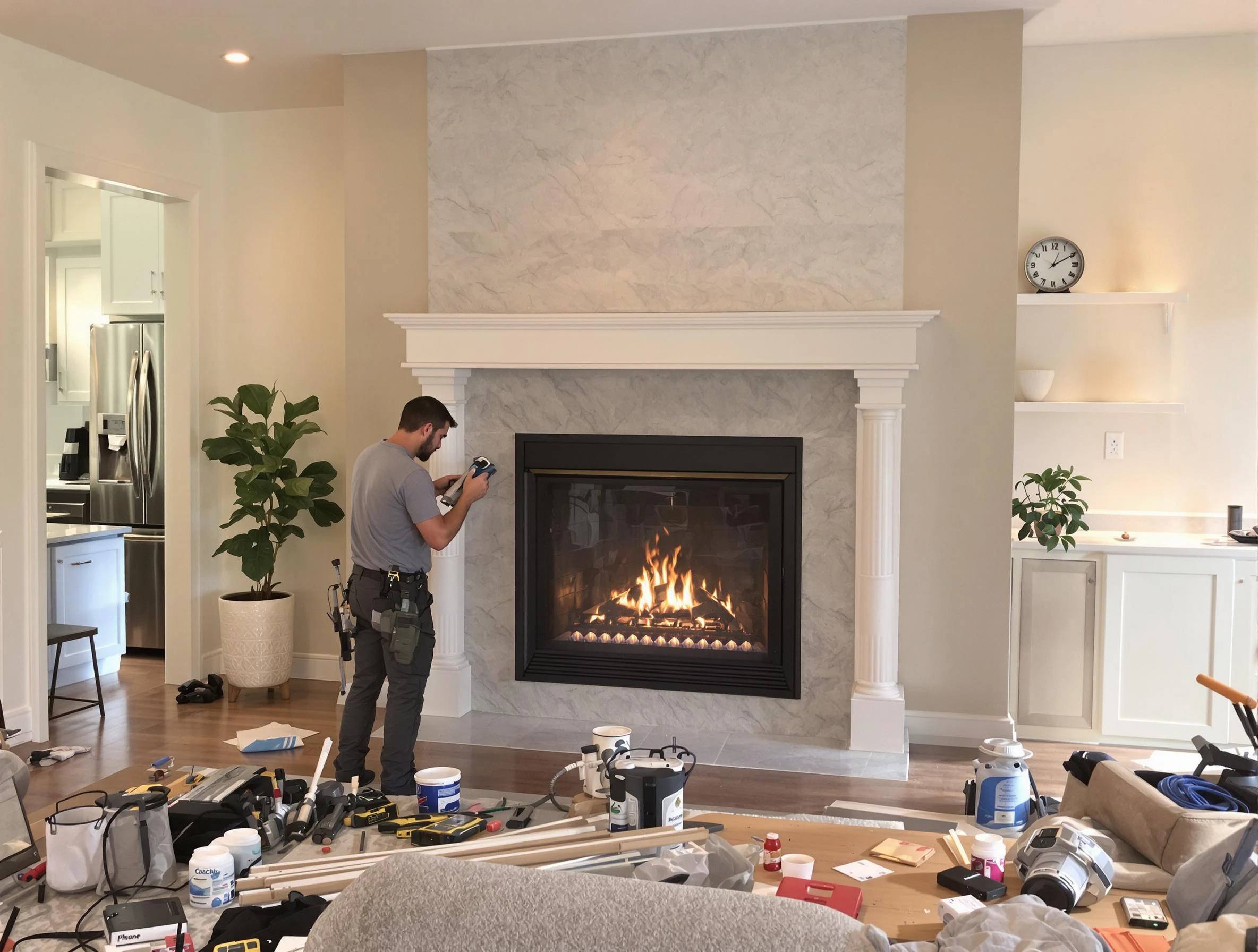 Newly installed fireplace by New City Chimney Sweep in New City, NY